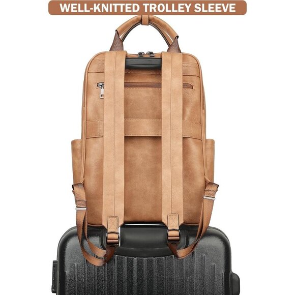 ❤️ Leather Laptop Backpack for Women Stylish Computer Back pacShoulder Bags - Picture 8 of 9